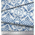 thumbnail image 2 of Soimoi White Moss Georgette Fabric Vector Design Damask Printed Craft Fabric by the Yard 44 Inch Wide, 2 of 3