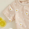 thumbnail image 5 of KPOPLK 6 9 12 Months 2T 3T 4T Baby Girl Summer Clothes Toddler Girl Casual Outfit Short Sleeve Daisy Print T-Shirt Shorts Set(12-18 Months,Beige), 5 of 8