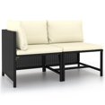 thumbnail image 1 of vidaXL 2 Piece Garden Sofa Set with Cushions Black Poly Rattan, 1 of 4