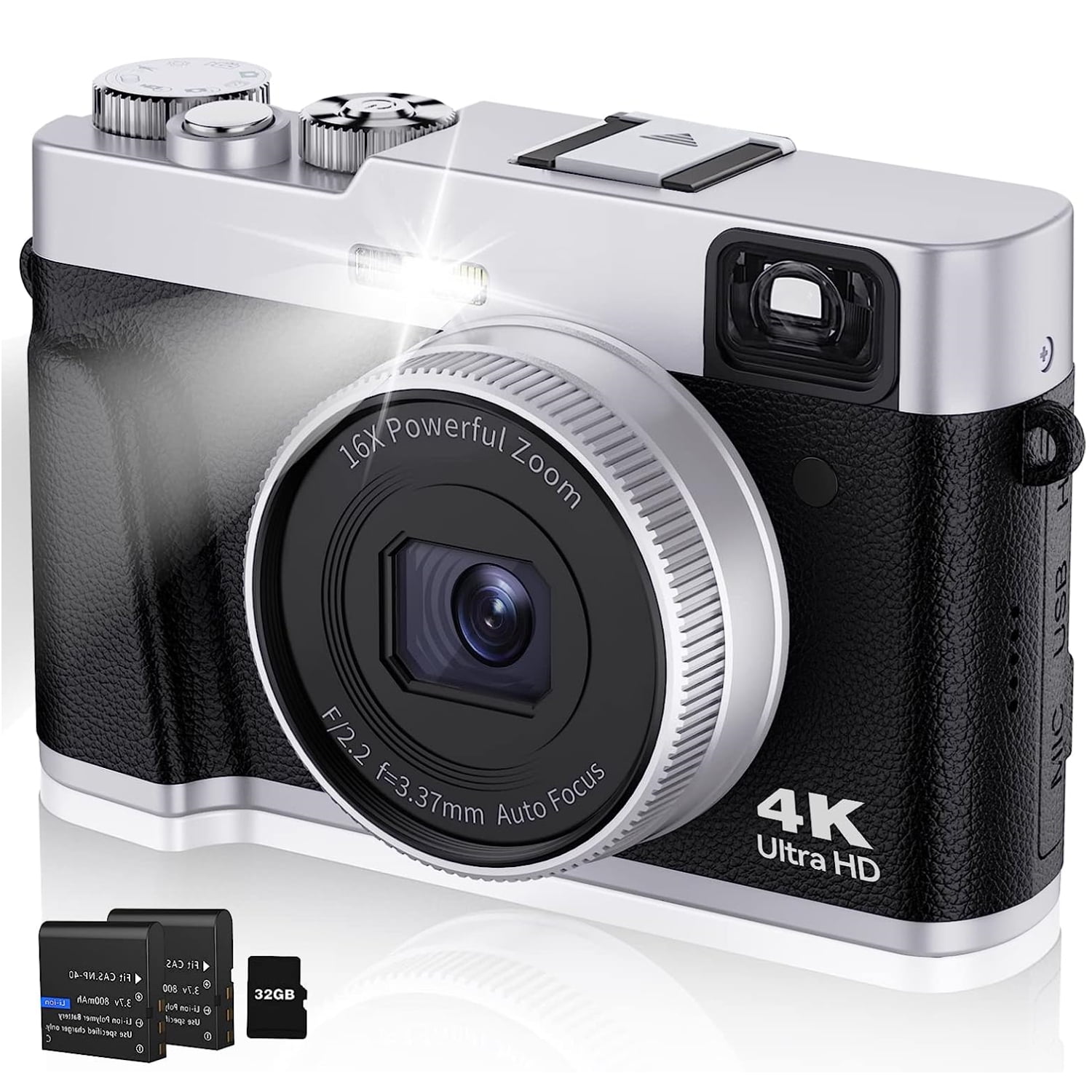 Appareil Photo Numérique Compact 4K 48MP Avec Zoom 16x - Parfait Pour Les Voyages