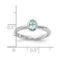 thumbnail image 2 of 925 Sterling Silver Bezel Polished Stackable Oval Aquamarine Ring Size 9 Stackable Ring for Women, 2 of 2