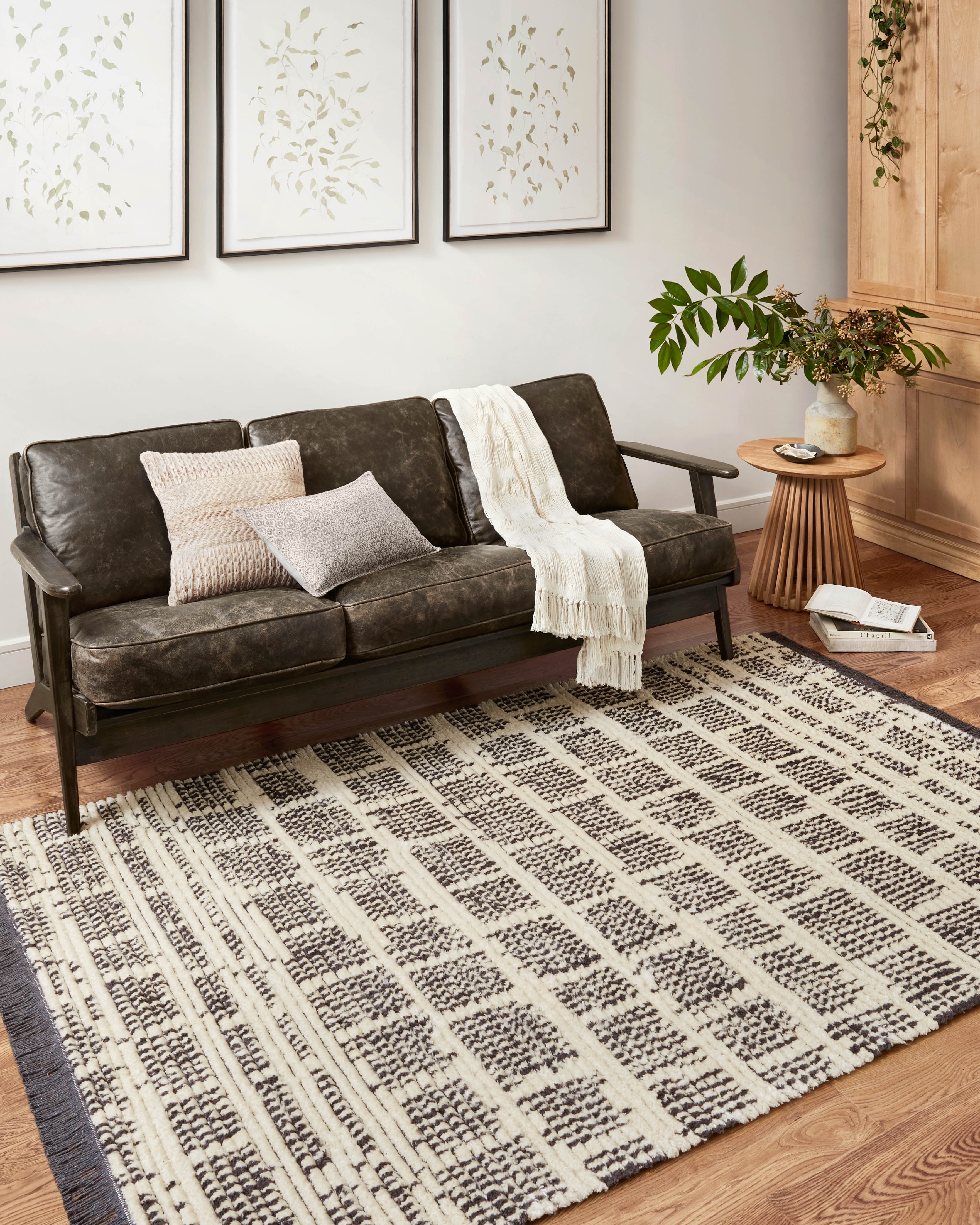 Chris Loves Julia x Loloi Alice Cream/Charcoal 7'-9" x 10' Area Rug