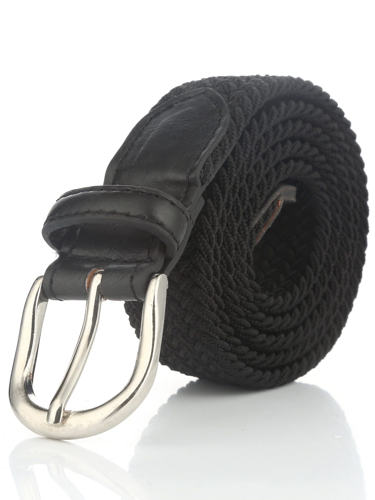 Gelante Children's Canvas Elastic Fabric Woven Stretch Braided Belts -Black-L (28-30)