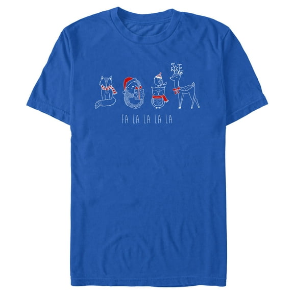 Men's Lost Gods Fa La La Forest Animals Graphic Tee Royal Blue Small