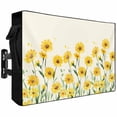 thumbnail image 2 of Outdoor TV Cover 52x30x4.5in, Yellow Daisy Watercolor Floral Weatherproof TV Screen Protector with Zipper, Farmhouse Green Leaves Outside Television Cover Fits Up to 52-55", 2 of 9