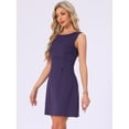thumbnail image 3 of DARING DIVA Women's Backless Boat Neck A-line Tank Dress XS Purple, 3 of 6