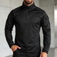 thumbnail image 4 of Cargo Long Sleeve Top for Men Half Zip Stand Collar Color Block Outdoor Hiking Trip Workout Pullover M, 4 of 6