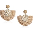 thumbnail image 6 of Fan-shaped Raffia Earrings Handmade Rattan Fringe Tassel Lightweight Straw Wicker Dangle Drop Earrings Bohemian Jewelry, 6 of 10
