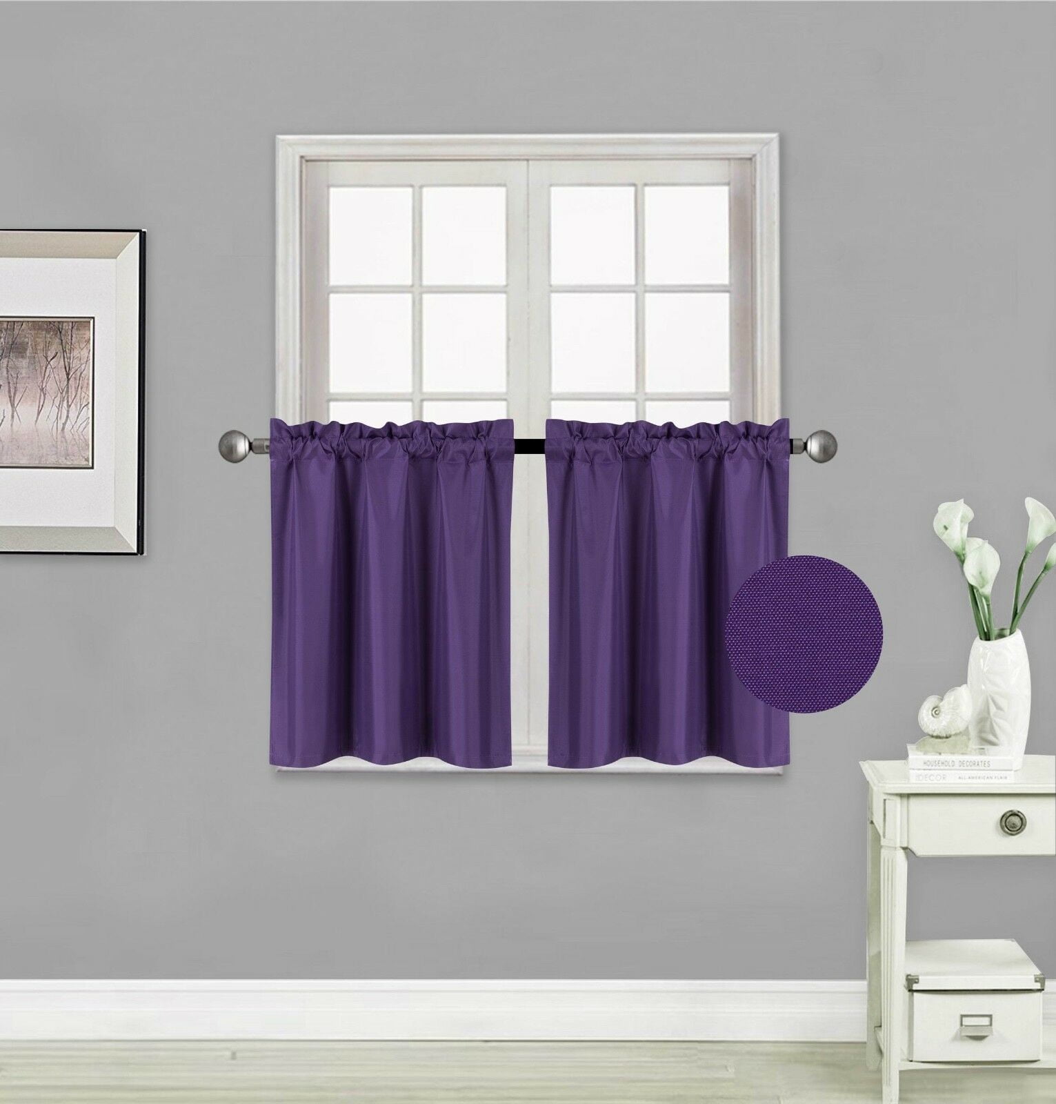 LUXURY R16 SET 2PC TIER ROD POCKET WINDOW CURTAIN KITCHEN RESTAURANT