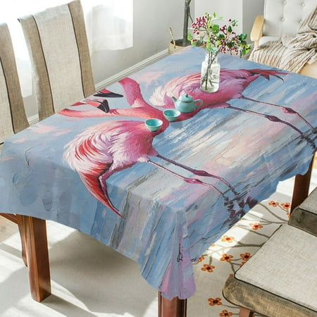 

BZSMCE Square Tablecloth Flamingos under The Sky Pattern Tableclothes