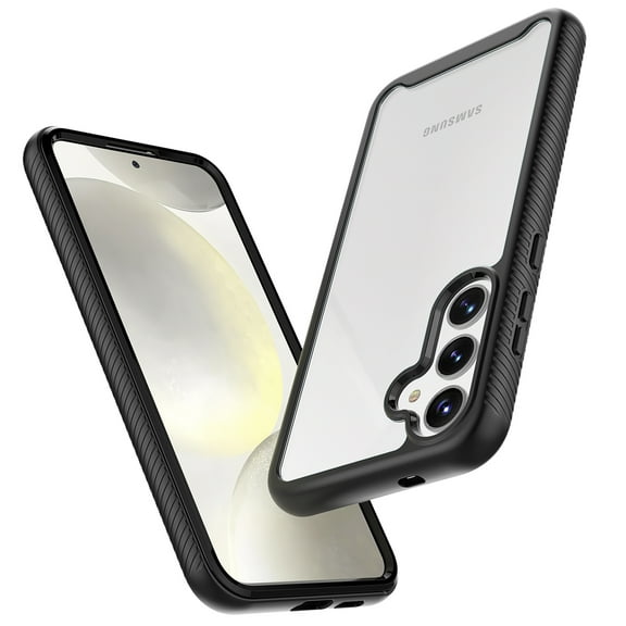 For Samsung Galaxy S24 Phone Case, Ebizware Shockproof Clear Back Case [Military Grade Drop Tested] Heavy Duty Rugged Protective Cover for Galaxy S24 - Black