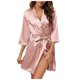 thumbnail image 1 of Bata de satén para dama de honor para mujer - Albornoz corto tipo kimono para bodas, cintura ajustable, tallas S-XL, 1 of 8