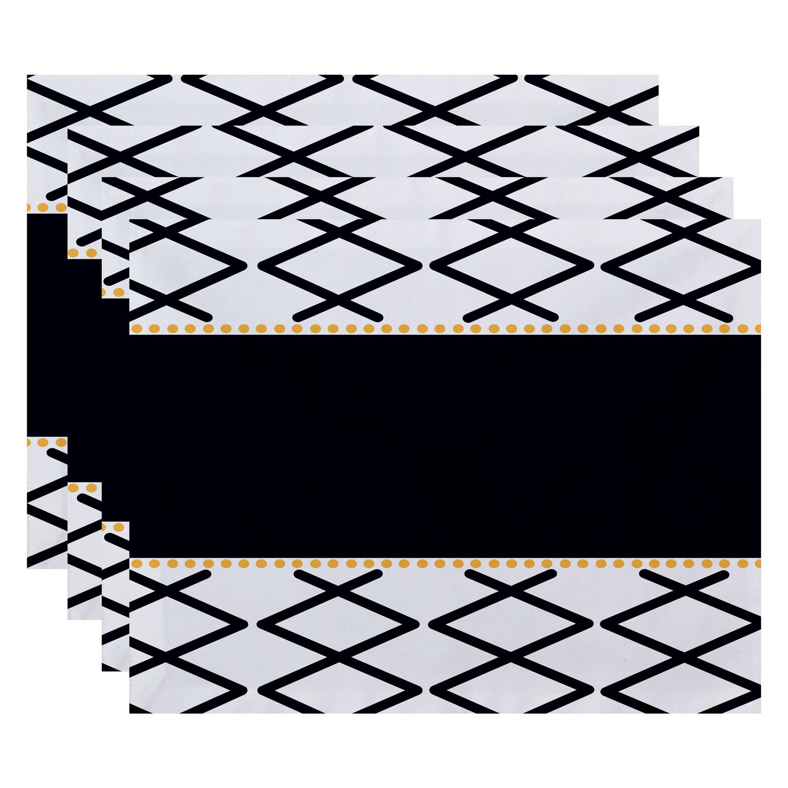 Simply Daisy 18" x 14" Knot Fancy Geometric Print Placemat, Set of 4