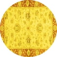thumbnail image 1 of Ahgly Company Indoor Round Oriental Yellow Traditional Area Rugs, 7' Round, 1 of 4