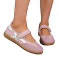 thumbnail image 2 of Domuza Women Retro Two-Tone Mary Jane Sneakers, Adjustable Magic Strap Cross Strip Casual Flat Shoes Non-Slip Gum Rubber Sole Daily Walking Footwear Pink 8（EU-40）, 2 of 9