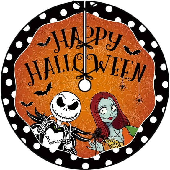 48Inch Halloween Tree Skirt, Nightmare Before Christmas Tree Collar, Halloween & Christmas Decorations for Home Party