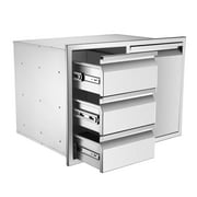 RUNWIN Outdoor Kitchen Drawer Combo,  Stainless Steel BBQ Access Door Drawers Combo,Perfect for BBQ Grill Station Outdoor Kitchen Storage Cabinet (28" W x 19.6D x 20.1" H)