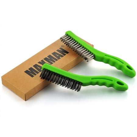 

Wire Brush Heavy Duty Carbons and tainless Steel Wire 10 Inch with Plastic Handle Descaling Welding Dust Bending Hand Tool Teel Brush Rust Remover for Metal 2 PCS by