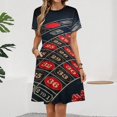 thumbnail image 2 of Oulette, Gambling,dice,casino Dress Fashion Beach Short Sleeve Dresses Female Party Printed Sundress, 2 of 7