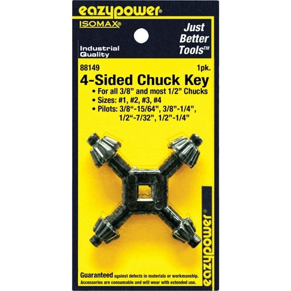 Drill Chuck Key,#1, 2, 3, 4,Quad