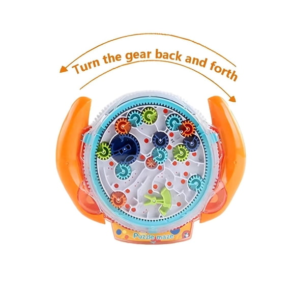 Labyrinth Game Mind Puzzle with Gear Control Challenges Fine Motor Skills, Holiday Gifts for Kids Ages 3 (Orange)