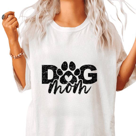 Loving Dog Mom Heart Paw Graphic Tees White S-5XL Casual Pet Companion Shirts Print Tshirt Tops