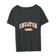 thumbnail image 4 of Camisetas para mujer, Tops de verano, ropa deportiva estampada, ropa informal clásica suave, camisetas básicas de manga corta a la moda, camisa de cue Gris oscuro, 4 of 9