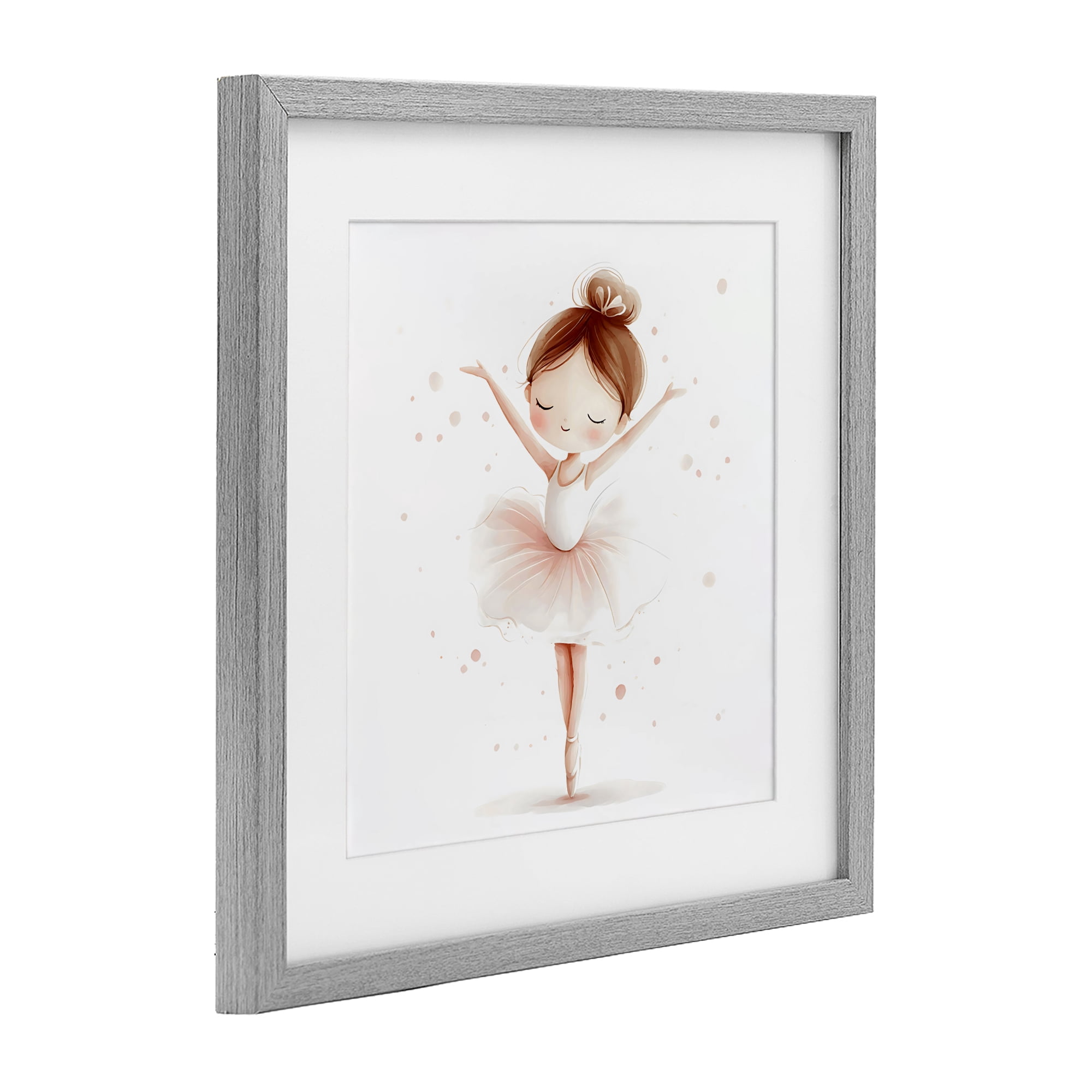Stupell Industries Delicate Little Ballerina Girl Gray Framed Print Under Glass, design by Creative Studio
