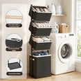 thumbnail image 3 of Laundry Hamper, Laundry Basket, 4 Tier Laundry Sorter, Metal Stackable Laundry Basket Organizer with Removable Basket and Removable Bags, 59"x12.6"x15.7" Clothes Organizer Basket, Black, 3 of 9