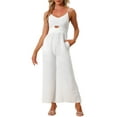 thumbnail image 2 of Allegra K Women's Casual Sleeveless Cut Out Smocked Loose Wide Leg Romper Summer Jumpsuits, 2 of 5