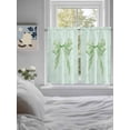 thumbnail image 3 of Green Bow Living Room Curtains 2 Panel, Cute Bowknot Minimalist Solid Color Cafe Window Treatment, Farmhouse Bedroom Bathroom Kitchen Curtains Drapes 104"x45", 3 of 6