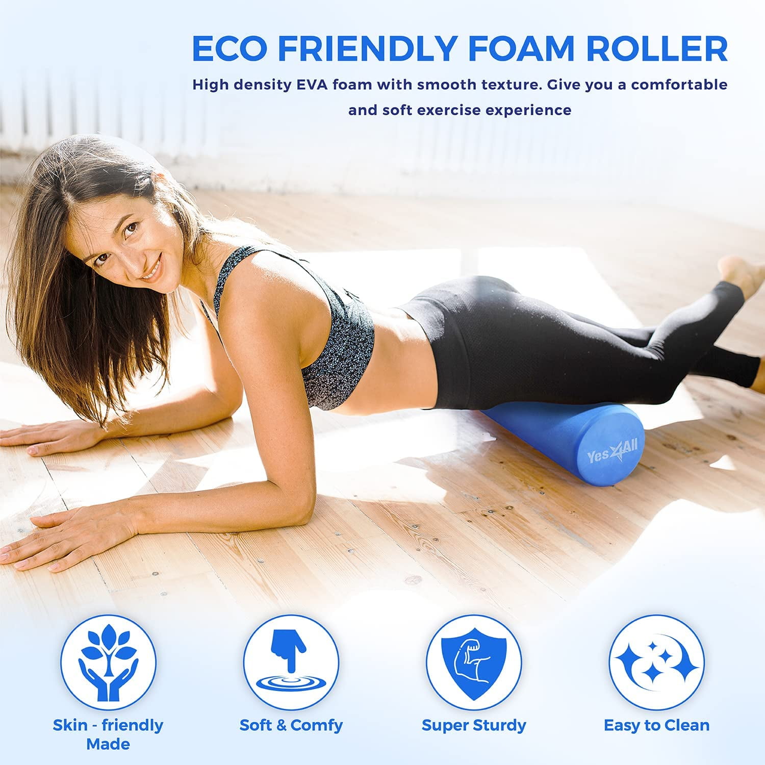 Yes4All 18inch Exercise Foam Roller EVA Blue