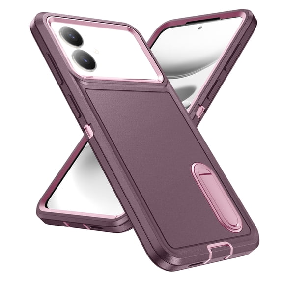 Kryonix for Samsung Galaxy Edge 5G Case Kickstand Durable 3-Layer Military Grade Protective Case Hybrid Silicone Heavy Duty Rugged Shockproof Screen Lip Raised Protection,Purple Pink