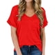 thumbnail image 1 of Pntutb - Camiseta de manga corta para mujer con cuello en V y bolsillos informales Pntutb Pntutb-1793, 1 of 5