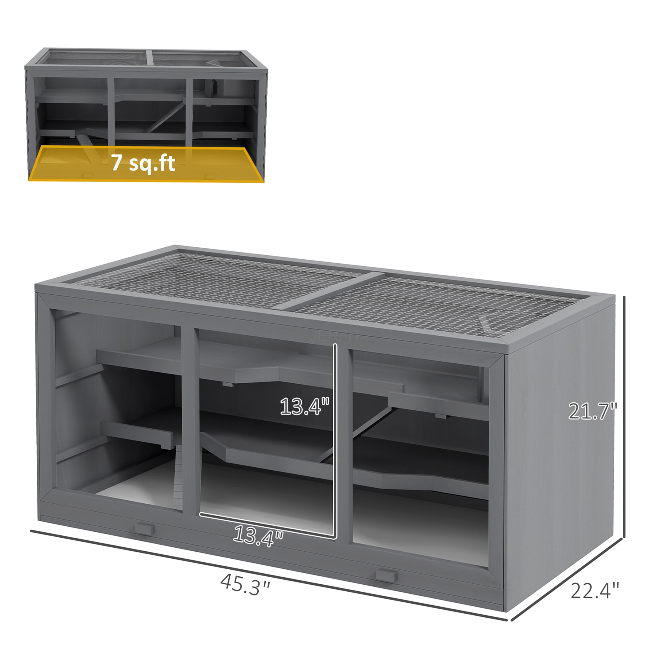 JERFIT Extra Large 5-Tier Wooden Hamster Cage with Opening Roof, Ramps, Hideout Hut & Deep Tray, Spacious Habitat for Gerbils, Mice, and Other Small Animals
