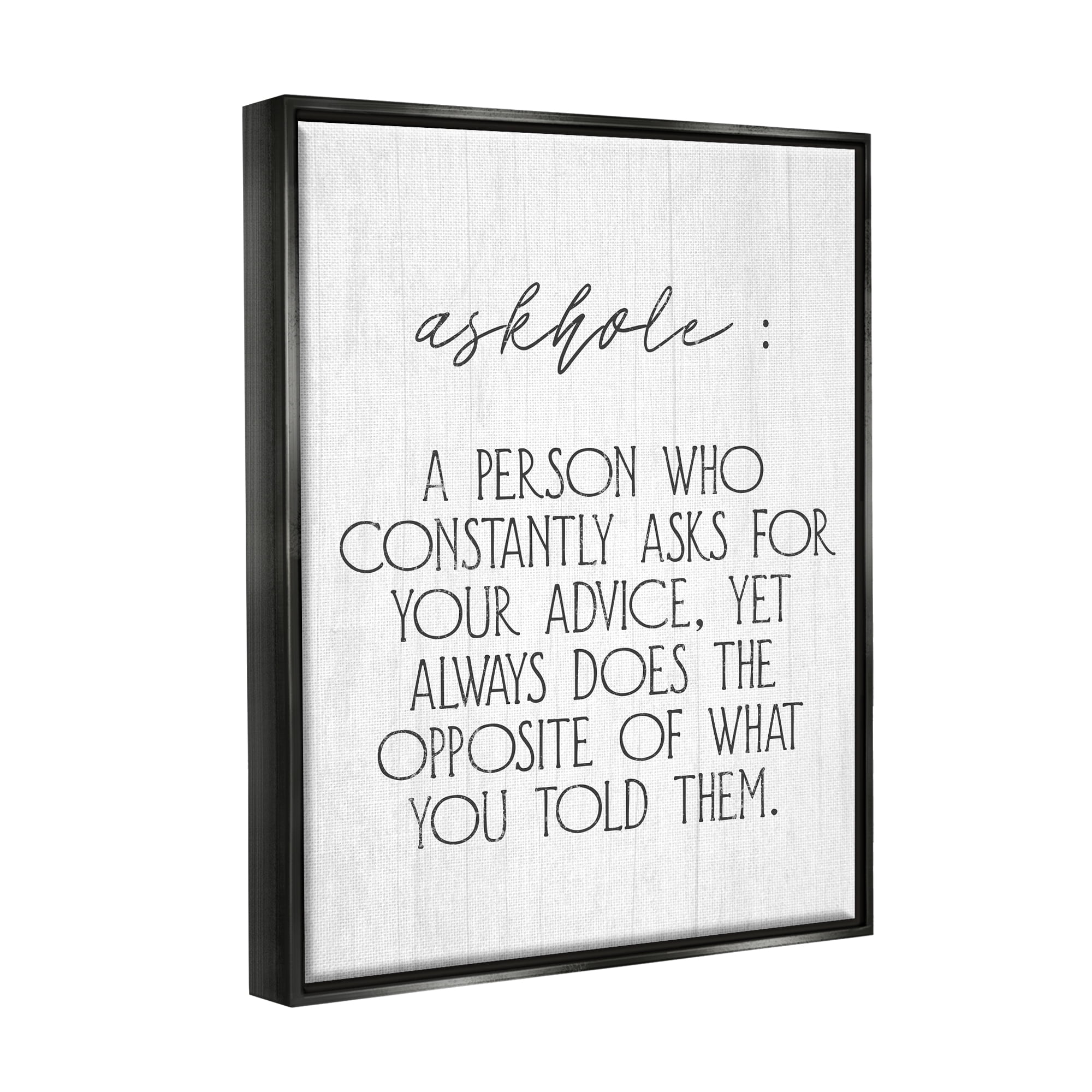 Stupell Industries Funny Askhole Definition Typography Painting Black Floater Framed Art Print Wall Art, 25 x 31