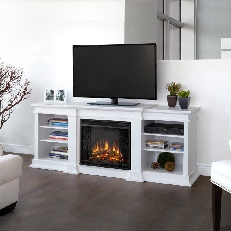 Real Flame Fresno Electric Fireplace Tv Stand In White