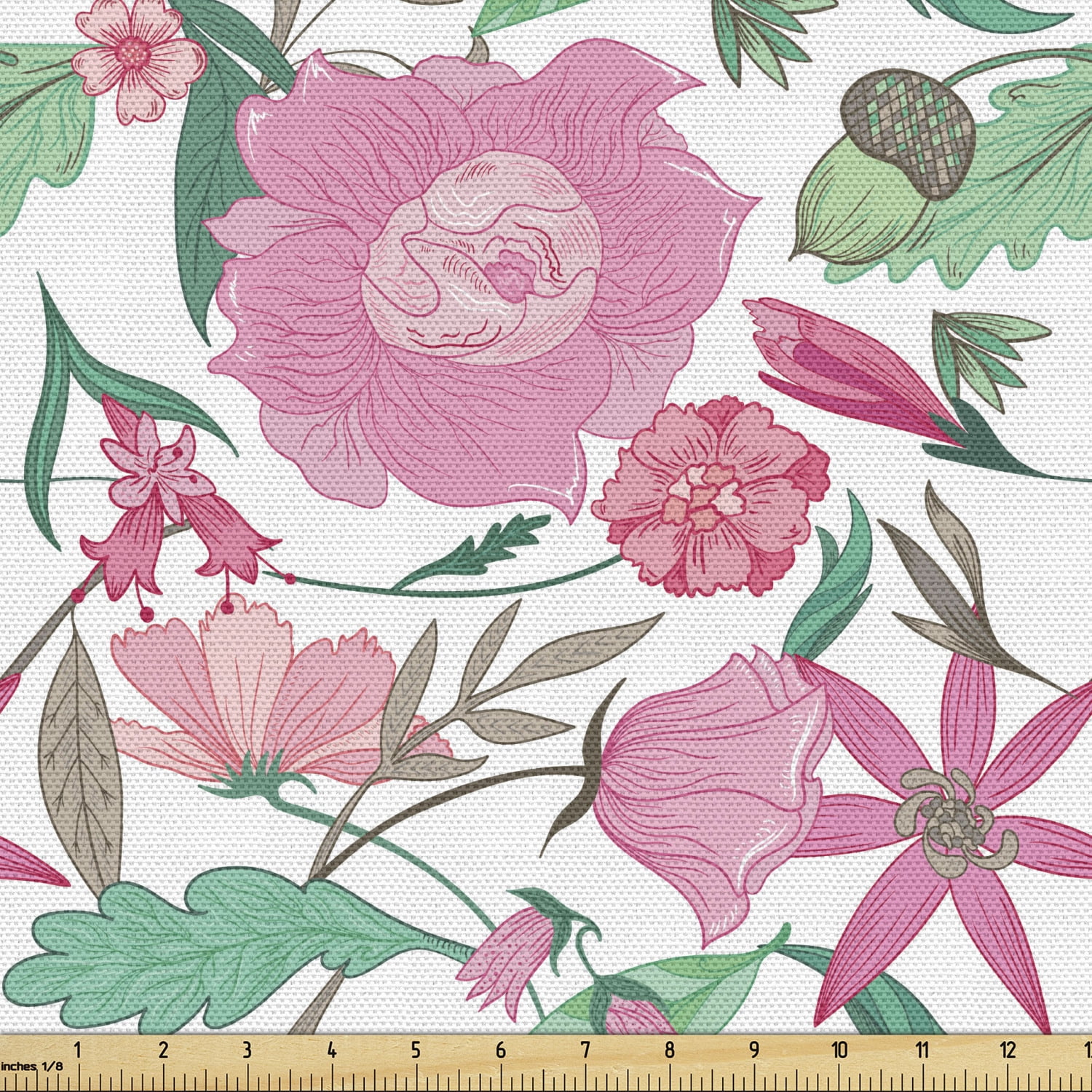 Floral Upholstery Fabric by the Yard, Continuous Romantic Peony Mayweed