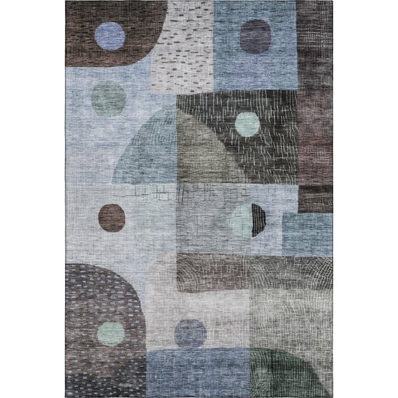 Addison Rugs Mayfield Premium Machine Washable Transitional Geometric Blue Rectangle Rug, 5' x 7'6"