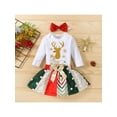 thumbnail image 3 of Seyurigaoka 3Pcs Baby Girls Christmas Outfit, Letter Print Romper + Skirt + Headband, 3 of 9