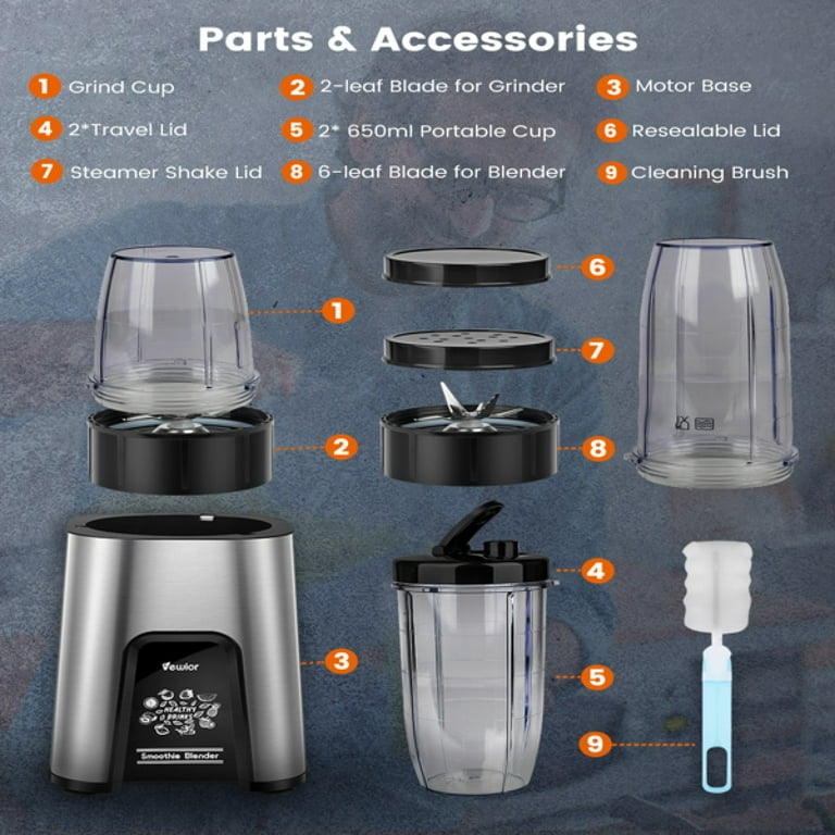 1000W Blender for Shakes and Smoothies 11 Pieces Personal Blender