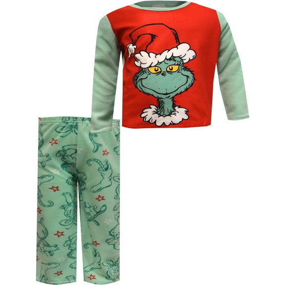 Komar Kids Girls Dr. Seuss The Grinch Happiest Grinch Fleece Pajamas (4T)