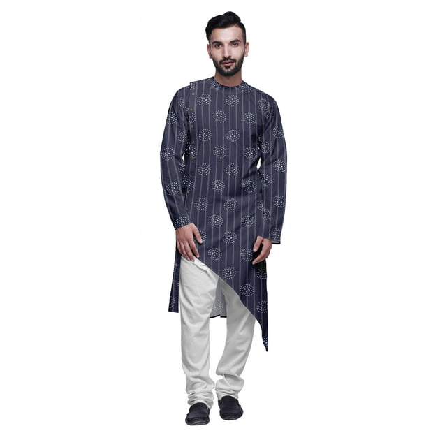 Atasi Ensemble Kurta Asymétrique Décontracté Imprimé pour Hommes Kurta Long de Designer pour Garçons
