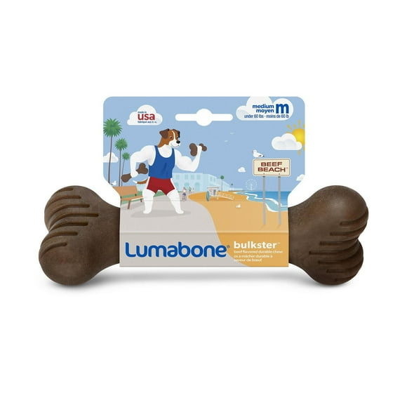 Lumabone Bulkster, jouet à mâcher pour chiens, saveur de bœuf, moyen