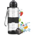 thumbnail image 1 of Botella de agua deportiva ZHAOCHENG 1,5 l marcador de tiempo motivacional sin BPA a prueba de fugas reutilizable negro, 1 of 5