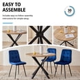 thumbnail image 4 of 5 Piece Round Dining Table Chairs Set for 4 - Mid-Century Modern Oak Kitchen Table with 4 Blue Velvet Chairs, Coffee Table & Chair with Black Metal Legs for Dining Living Room, Apartment, 4 of 7