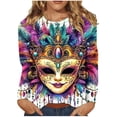 thumbnail image 2 of Xuyuer 2026 Womens Long Sleeve Tops Mardi Gras Costumes Fashion Round Neck Printed Blouse Raglan Sleeve Plus Size Top, 2 of 5