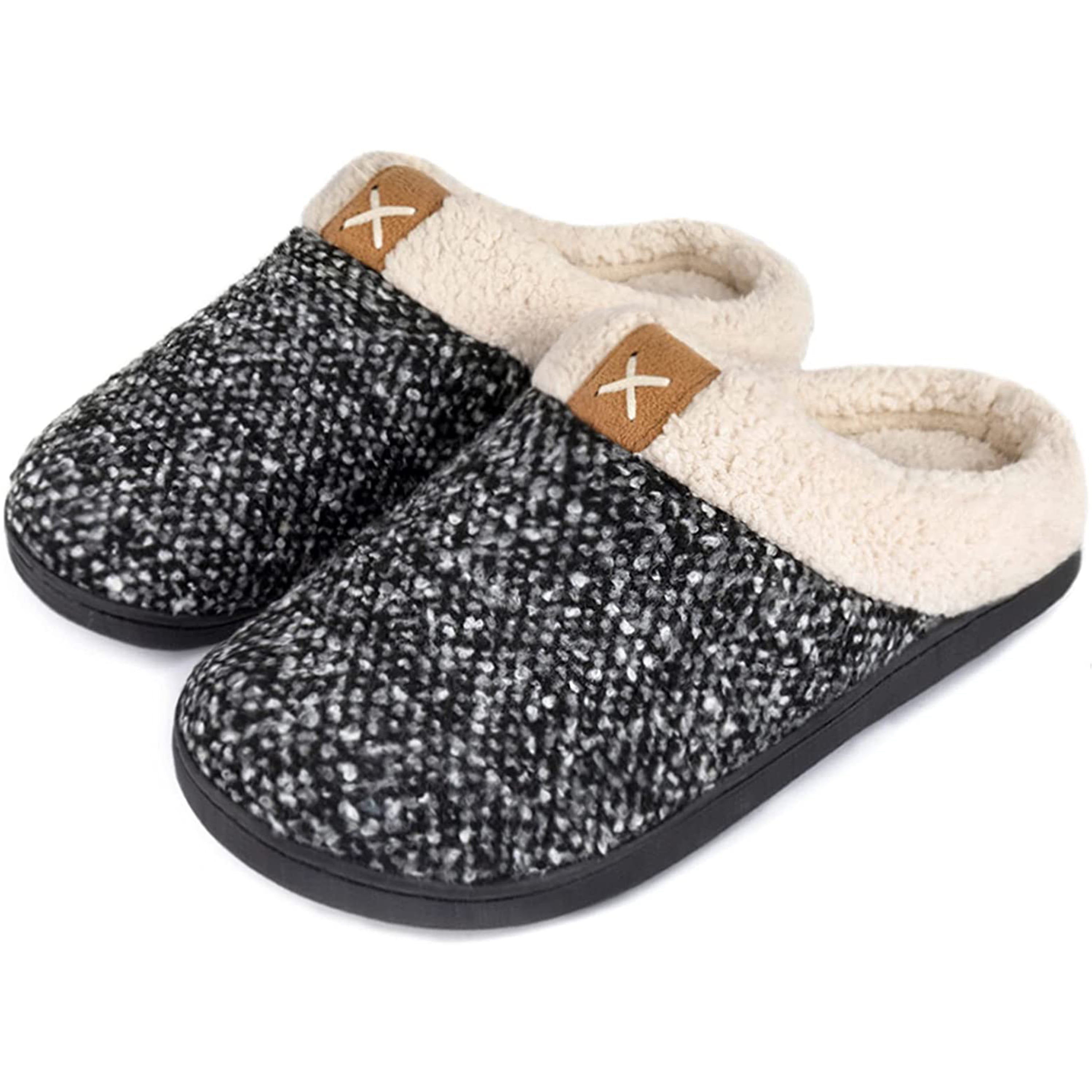 Mens Cozy Memory Foam House Slippers Slip on Indoor or Outdoor Clog Shoes with Anti-Skid Rubber Sole 