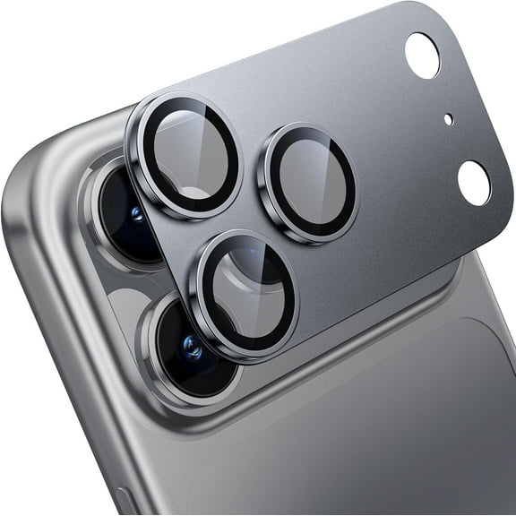 1 Pack Camera Lens Protector Compatible with iPhone 17 Pro Max,Metal Aluminum Alloy Tempered Glass Camera Protector,Case Friendly