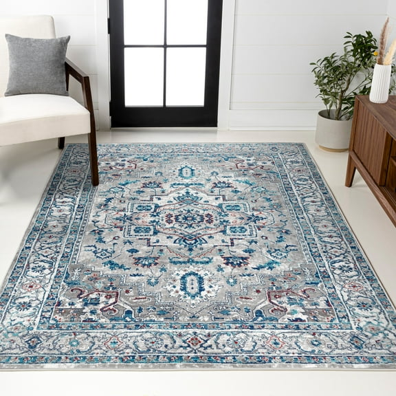 JONATHAN Y MODERN PERSIAN 5 x 8 Area Rug, Vintage Medallion - Light Gray/Blue, MDP105A-5